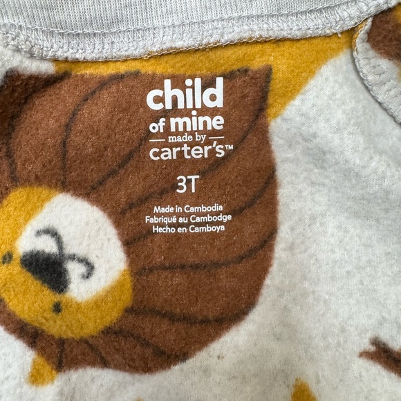 3/$24 Carter's Brown and Yellow Lion Print Footie - Picture 2 of 4